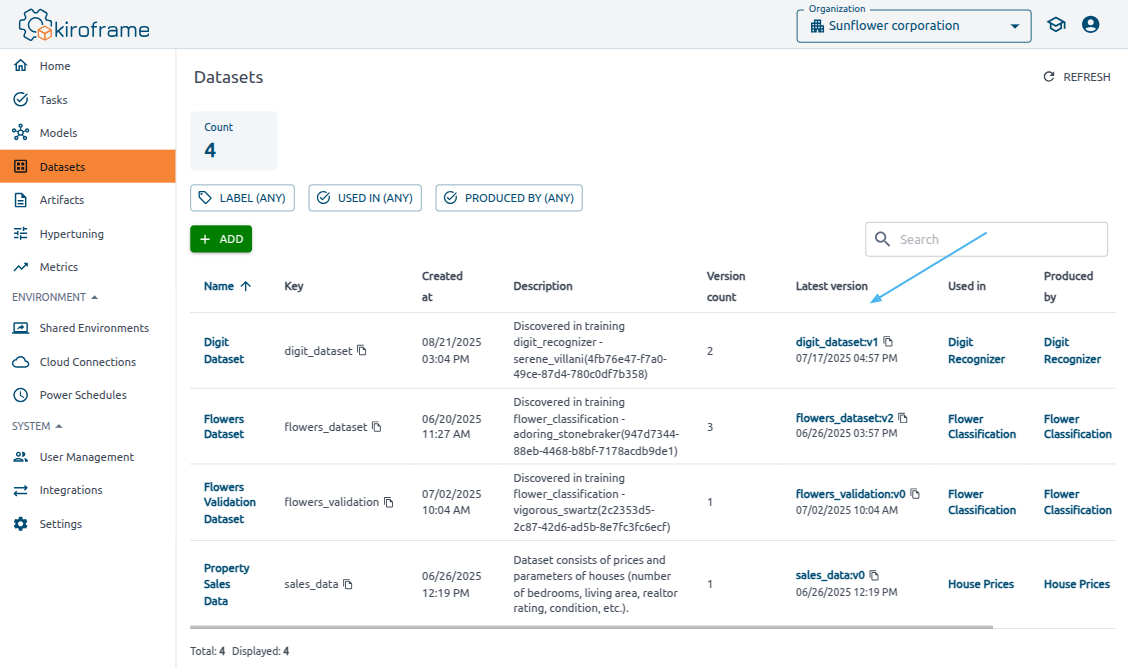 dataset key version pair