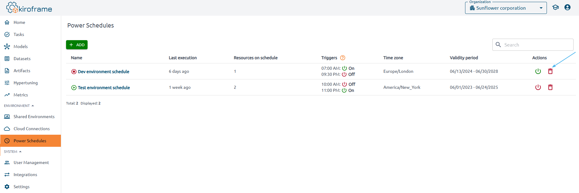 power schedules delete main