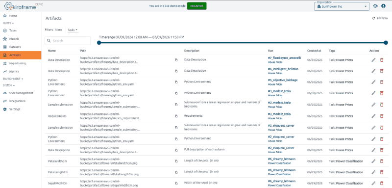 Artifact versioning and lineage